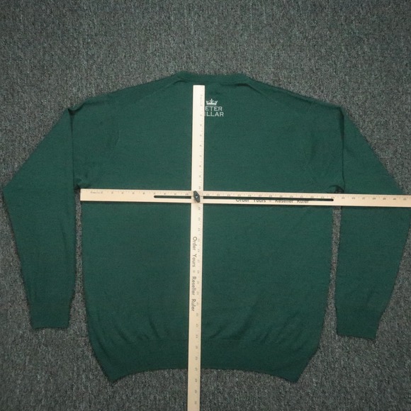 Peter Millar Sweater Men Extra Large Green Merino Wool V Neck Tour Jumper XL - Picture 6 of 9